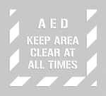 Accuform Floor Marking Stencil, AED KEEP AREA CLEAR AT ALL TIMES, 44" x 40", Plastic (PMS332)