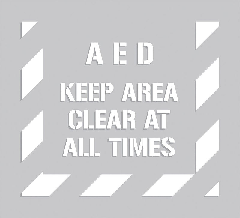 Accuform Floor Marking Stencil, AED KEEP AREA CLEAR AT ALL TIMES, 44" x 40", Plastic (PMS332)