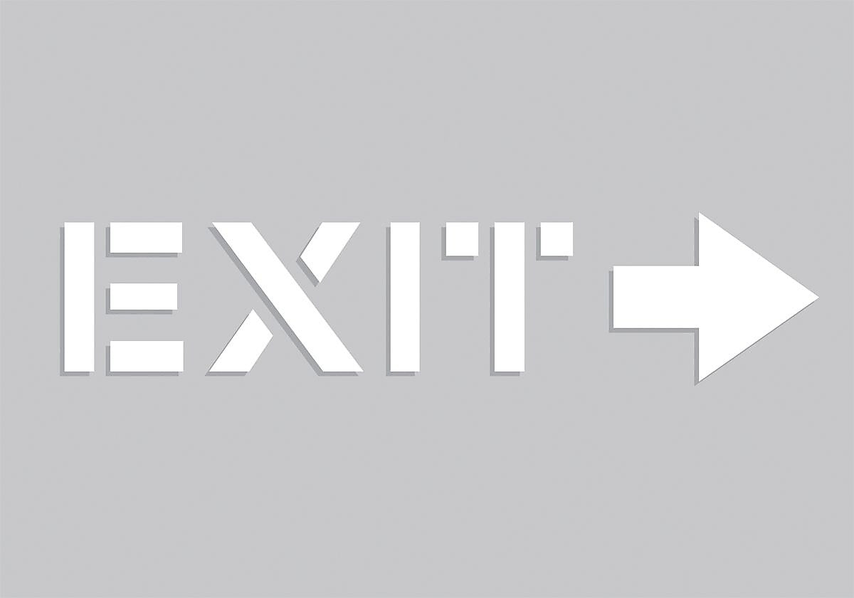Accuform Floor Marking Stencil, EXIT (ARROW RIGHT), 14" x 20", Plastic (PMS256)
