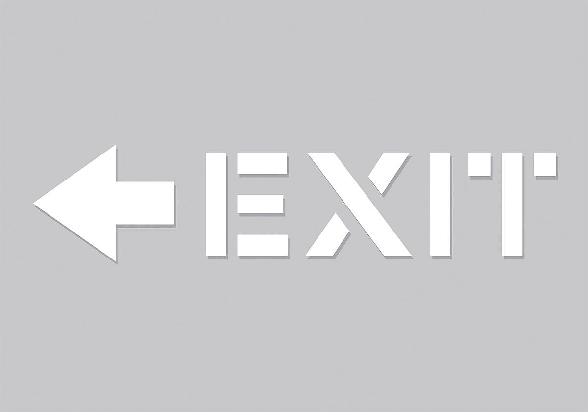 Accuform Floor Marking Stencil, EXIT (ARROW LEFT), 14" x 20", Plastic (PMS254)
