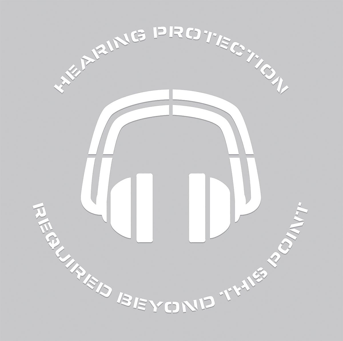 ACCUFORM SIGNS® Floor Stencil, HEARING PROTECTION REQUIRED BEYOND THIS POINT, 24"x24", Plastic