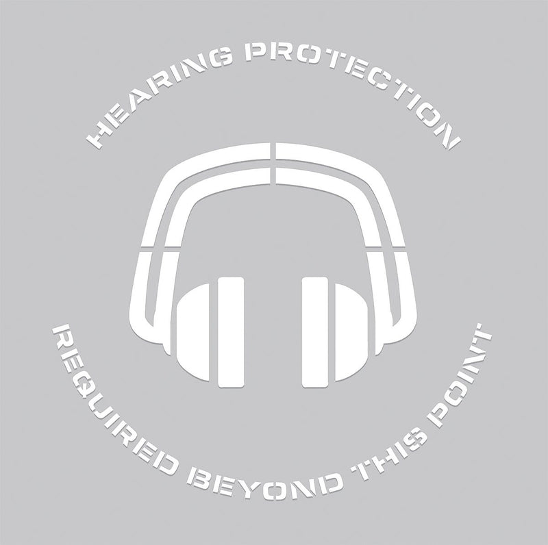 ACCUFORM SIGNS® Floor Stencil, HEARING PROTECTION REQUIRED BEYOND THIS POINT, 24"x24", Plastic