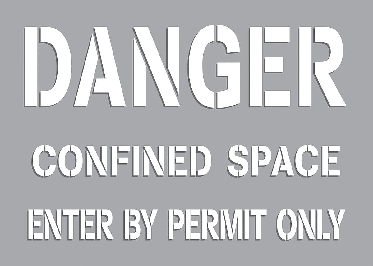 Accuform Confined Space Stencil, DANGER CONFINED SPACE ENTER BY PERMIT ONLY, 7"x10", Plastic (CST718)