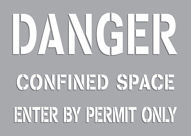Accuform Confined Space Stencil, DANGER CONFINED SPACE ENTER BY PERMIT ONLY, 7"x10", Plastic (CST718)