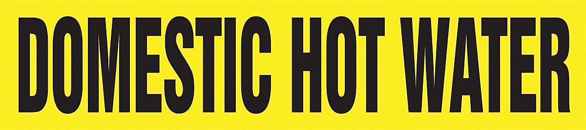 ACCUFORM SIGNS® Snap Tite™ Pipe Marker, DOMESTIC HOT WATER, 3/4" to 1-1/4", Black/Yellow, Each