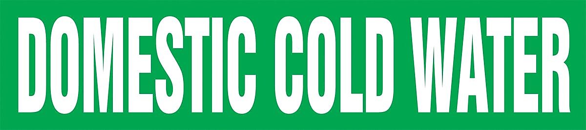 ACCUFORM SIGNS® Self-Stick Pipe Marker, DOMESTIC COLD WATER, 3/4" to 1-1/4", White/Green, Each
