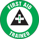 Accuform Hard Hat/Helmet Decal, FIRST AID TRAINED, 2¼", Adhesive Vinyl, 10/Pack (LHTL312)
