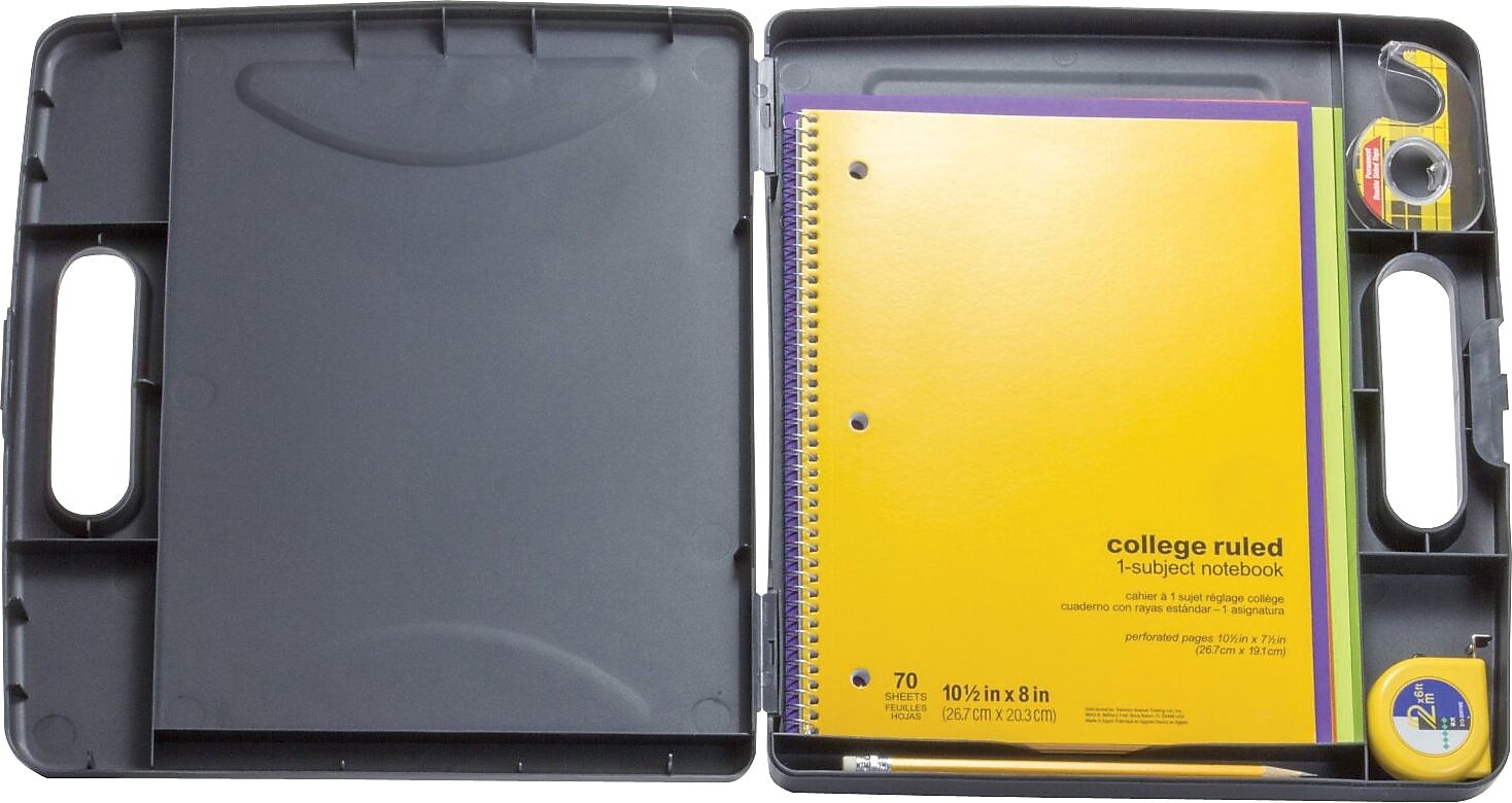 Officemate Portable Dry-Erase Clipboard Box, Black/Gray, 14 1/2"H x 10"W x 1 1/4"D