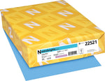 Astrobrights Colored Paper, 24 lbs., 8.5" x 11", Lunar Blue, 500 Sheets/Ream (22521/21528)