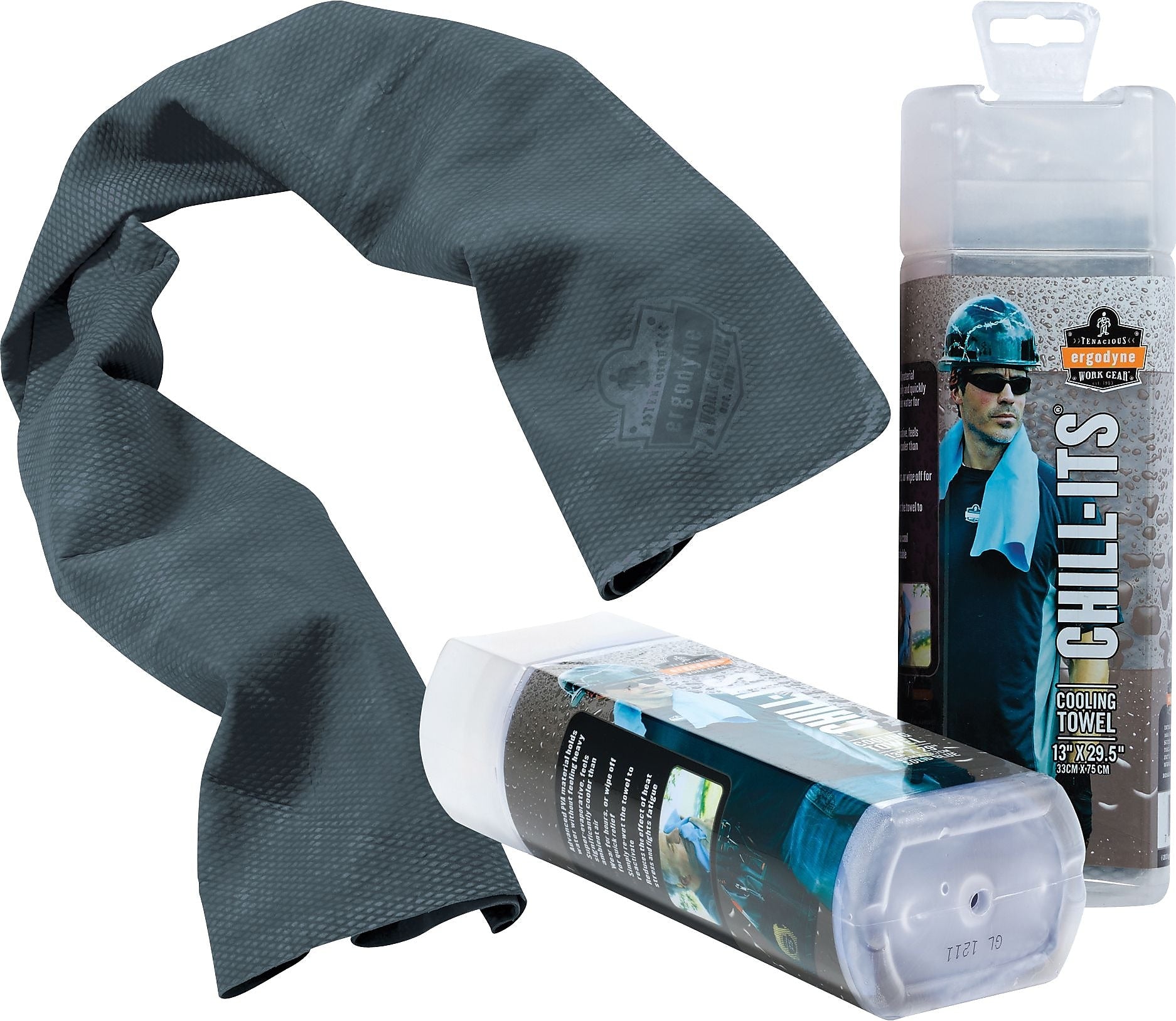 Ergodyne Chill-Its 6602 Cooling Towel, Gray, One Size, 6/Carton (12438)