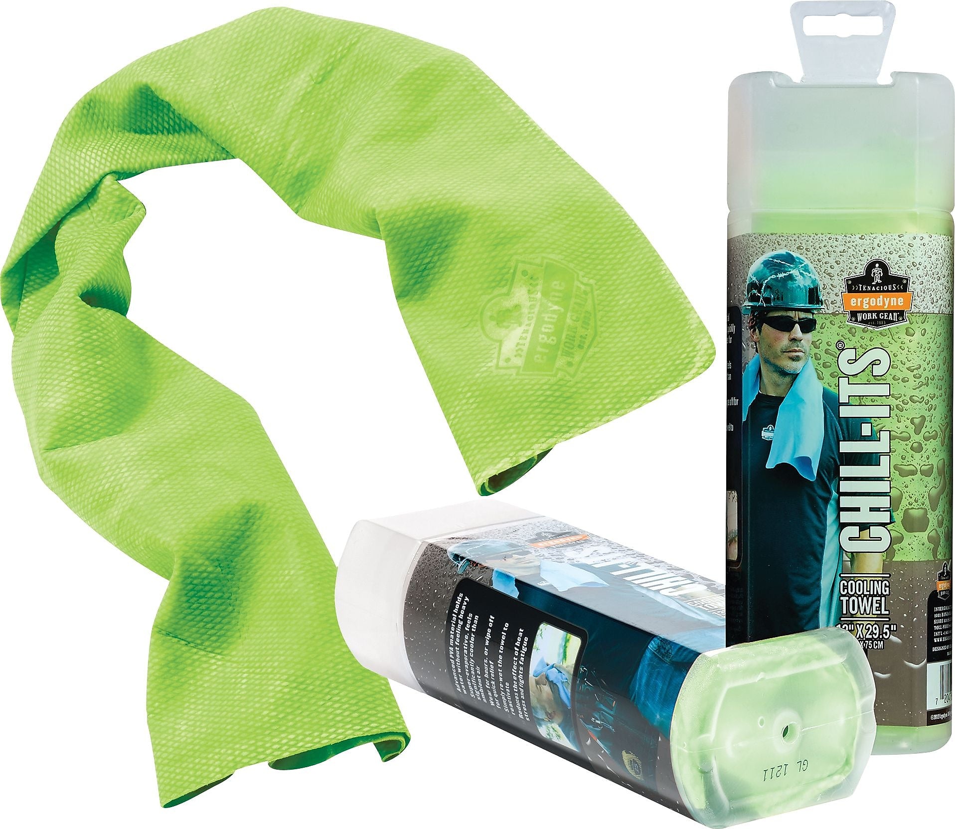 Ergodyne Chill-Its 6602 Cooling Towel, Lime, One Size, 6/Carton (12439)