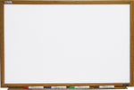 AbilityOne SKILCRAFT Magnetic Oak Frame Dry-erase Whiteboard, 36"W x 24"H, Porcelain Surface, Oak Wood Frame, Wall Mount, 1 EA