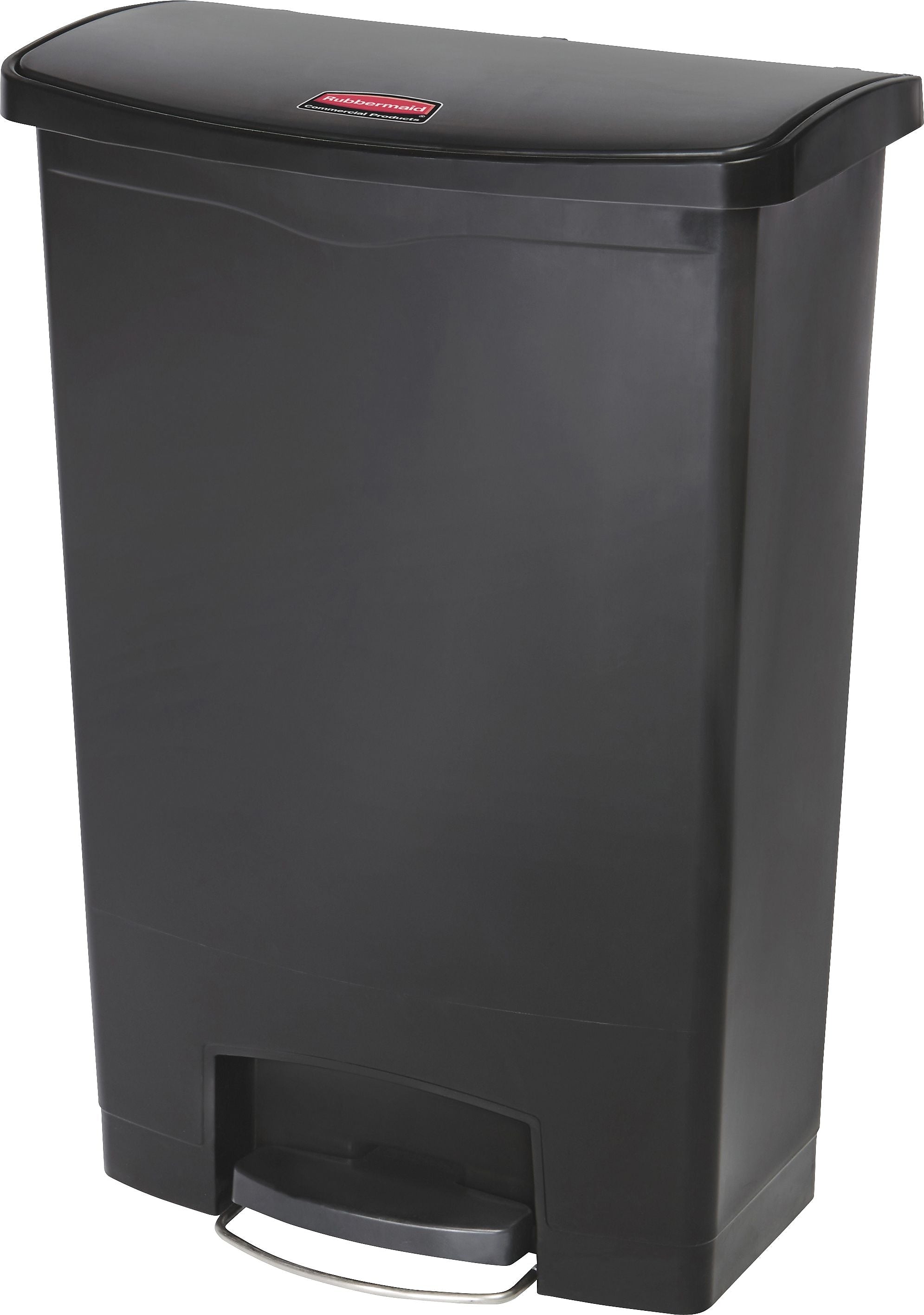 Rubbermaid Commercial Slim Jim Black Front Step Trash Can, 24 Gallon, Black