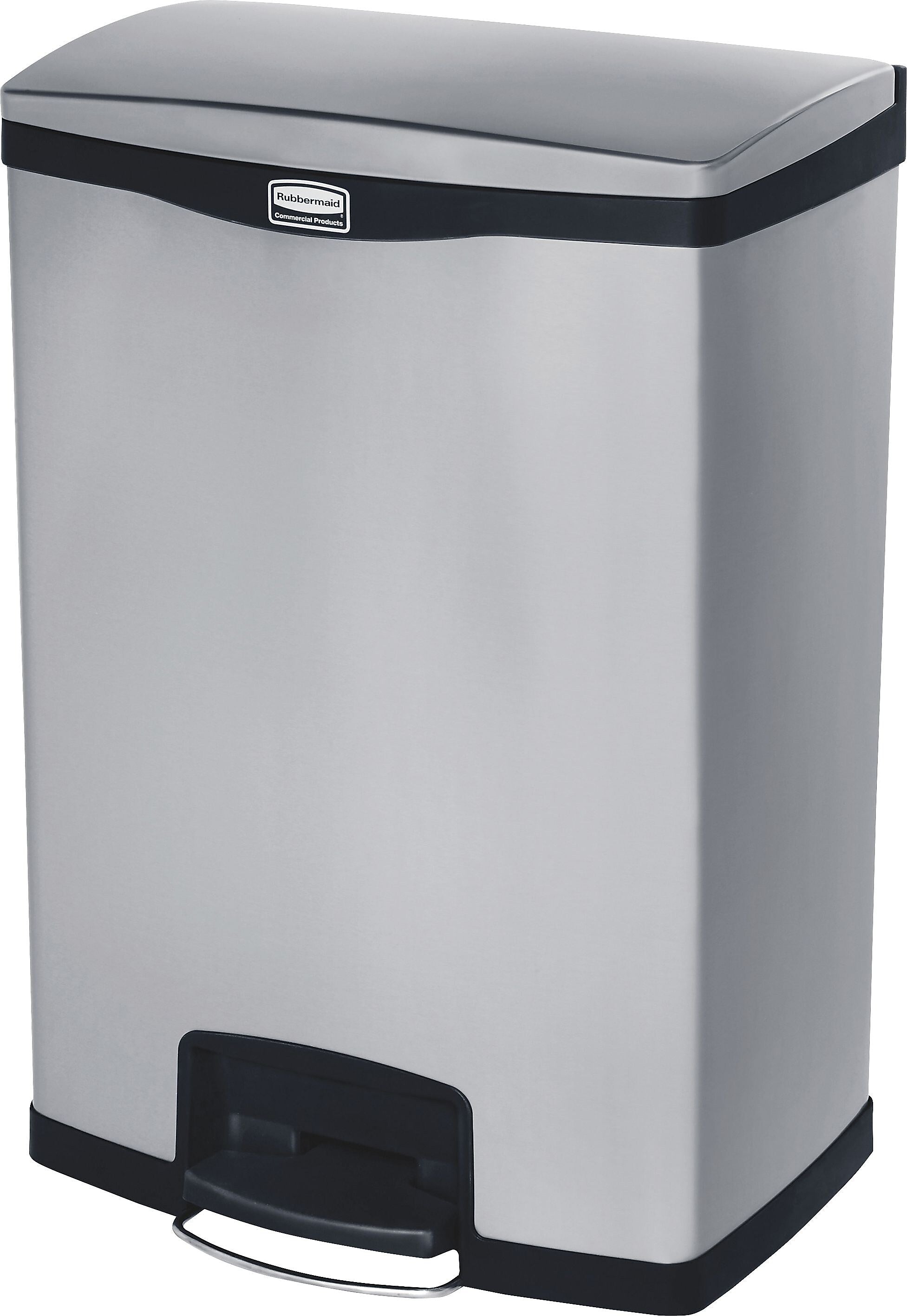 Rubbermaid Commercial Slim Jim Metal End Step Trash Can, 24 Gallon, Black