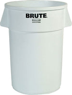Rubbermaid Brute Rubber Trash Can with no Lid, White, 10 gal. (FG261000 WHT)