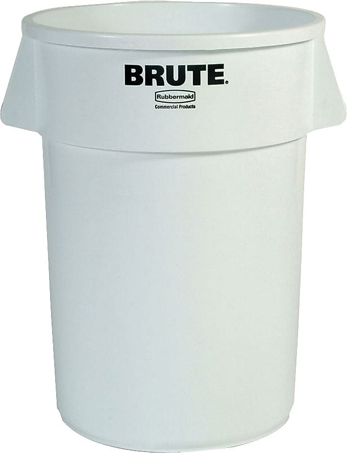 Rubbermaid Brute Rubber Trash Can with no Lid, White, 10 gal. (FG261000 WHT)