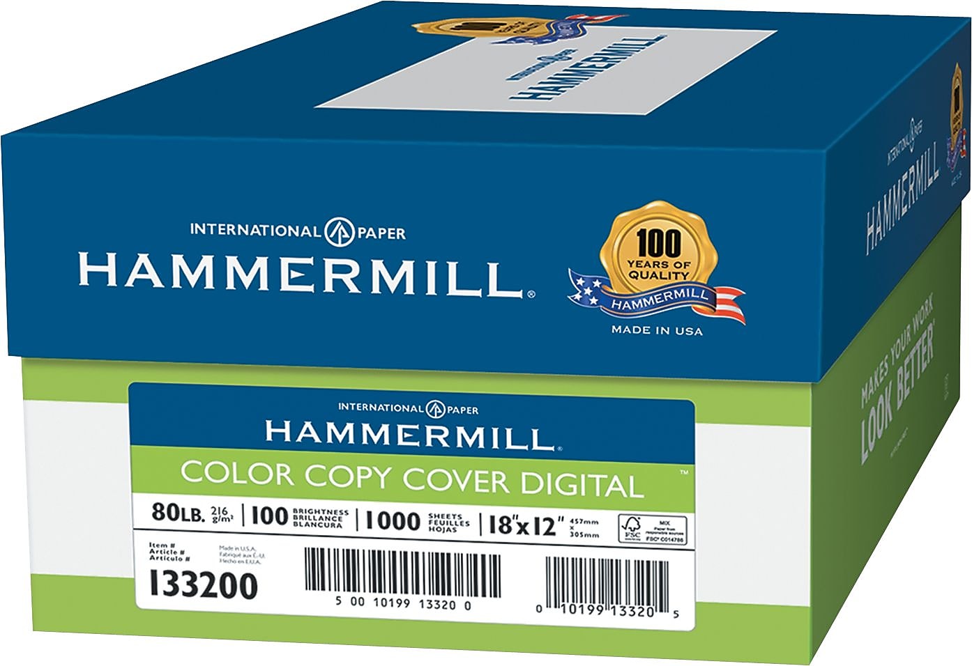Hammermill Premium 12" x 18" Color Copy Paper, 80 lbs., 100 Brightness, White, 1000/Sheets (HAM133200)