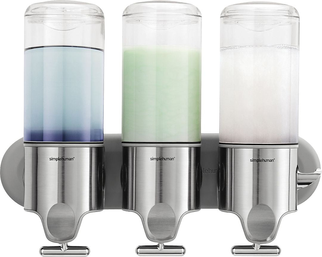 simplehuman Universal Wall-Mounted Triple Pump Dispenser, Silver (BT1029)