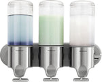 simplehuman Universal Wall-Mounted Triple Pump Dispenser, Silver (BT1029)