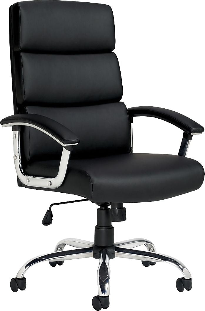 Offices To Go Executive Chair, Luxhide Upholstery, Black, Seat: 21"W x 18"D, Back: 24"H x 19 1/2"W