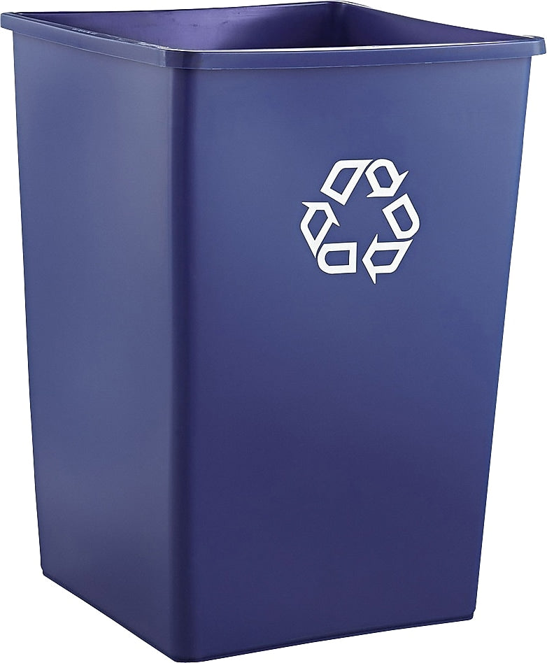 Rubbermaid Untouchable Recycling Waste Containers, Square w/PCR Content, Blue, 35 gallon