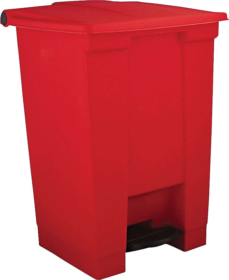 Rubbermaid Polyethylene Step Trash Can, Red, 12 gal. (FG614400RED)