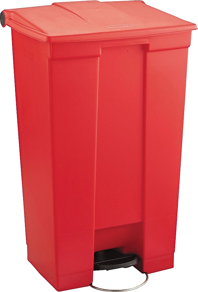 Rubbermaid Polyethylene Step Trash Can, Red, 23 gal. (FG614600RED)