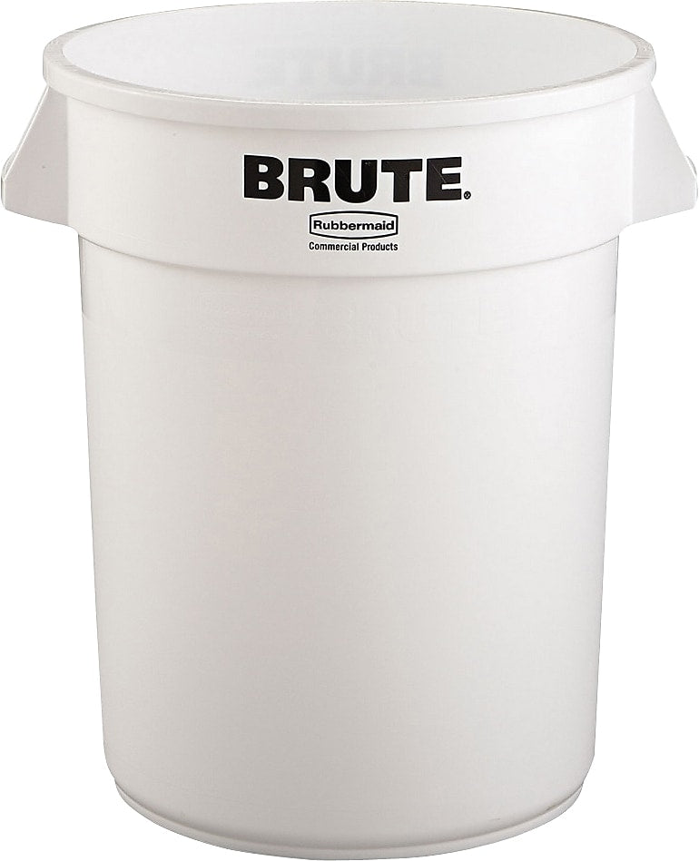 Rubbermaid Brute Plastic Trash Can with no Lid, White, 32 gal. (FG263200WHT)