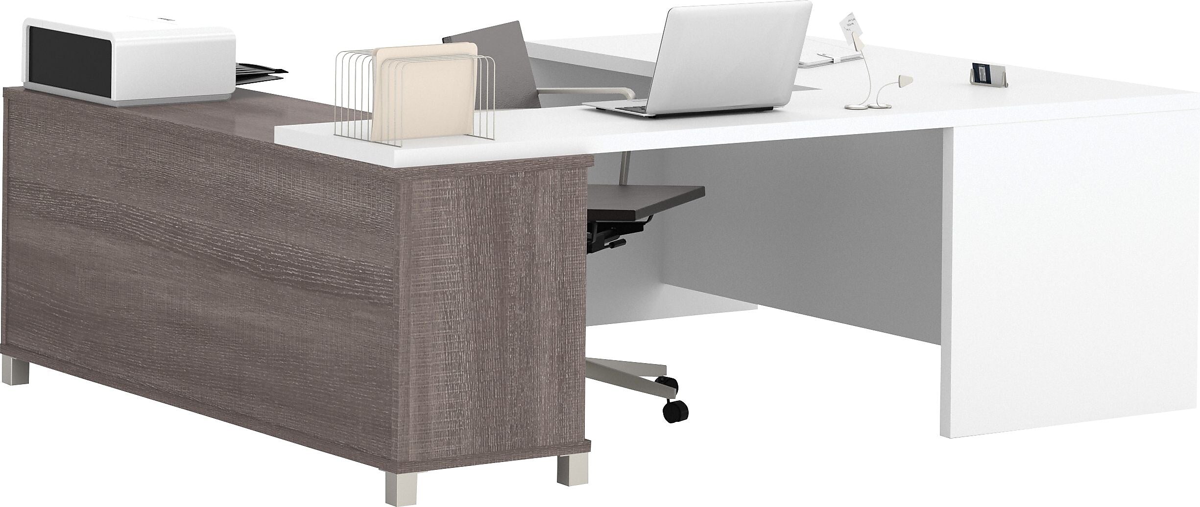 Bestar Pro-Linea U-Desk, Bark Grey/White (120895-47)