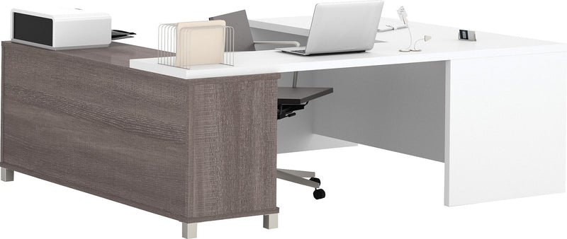 Bestar Pro-Linea U-Desk, Bark Grey/White (120895-47)