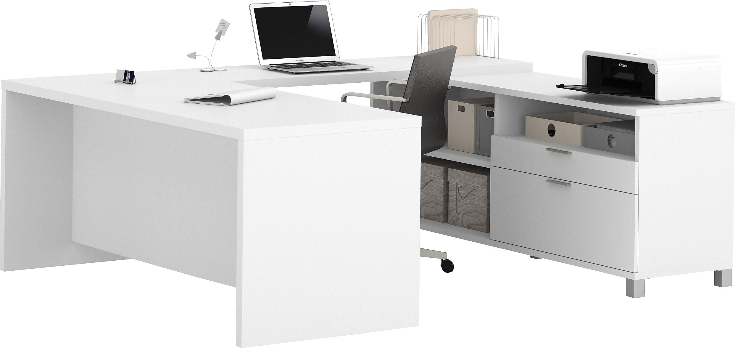 Bestar Pro-Linea 71" U-Desk, White (120861-17)