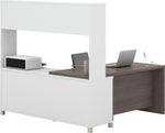 Bestar Pro-Linea 71"W L-Desk with Hutch, White & Bark Grey (120882-47)