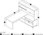 Bestar Pro-Linea 71"W L-Desk with Hutch, White & Bark Grey (120882-47)