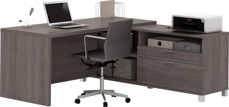 Bestar Pro-Linea 71"W L-Desk, Bark Grey (120863-47)