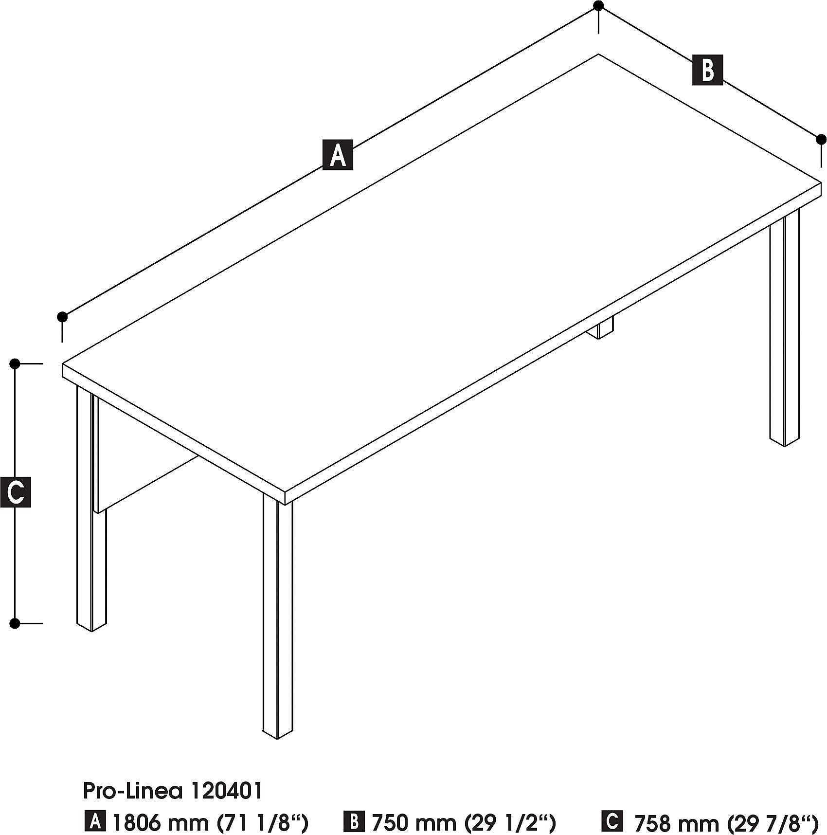 Bestar Pro-Linea Rectangular Activity Table, 71.1" x 29.9" x 29.5", Bark Grey (120401-47)