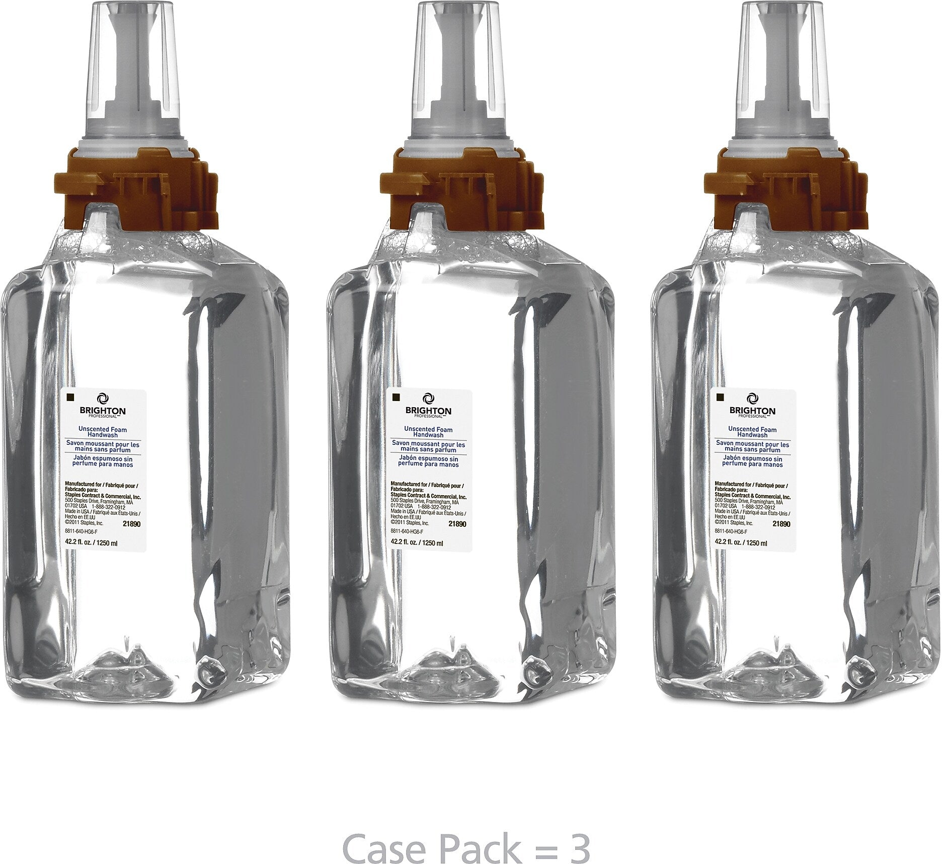 Brighton Professional Foaming Hand Soap Refill for ADX 12 Dispenser, 1250 mL., 3/Carton (21890)