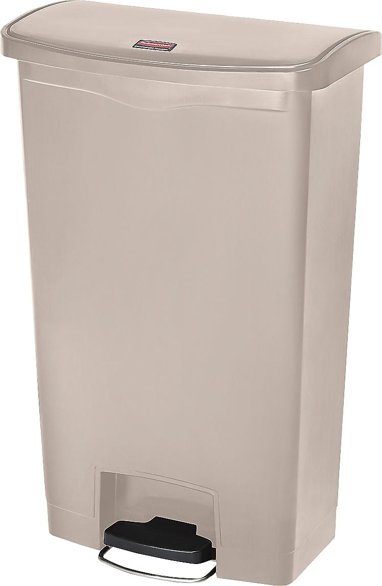 Rubbermaid Slim Jim Resin Front Step-On Trash Can, 18 Gallons, Beige (1883460)