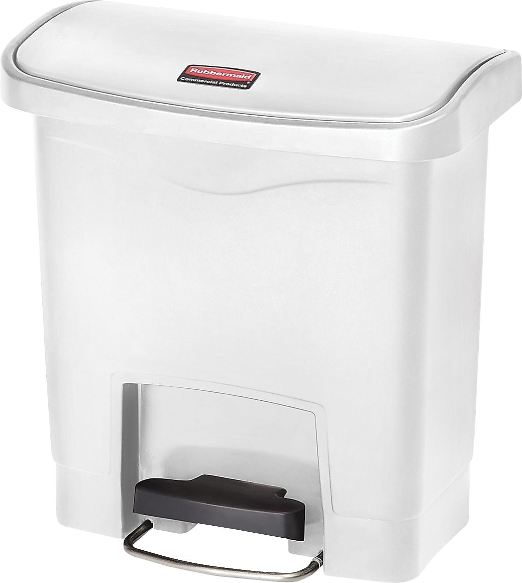 Rubbermaid Slim Jim Step-On Plastic Step Trash Can, White, 4 gal. (1883554)
