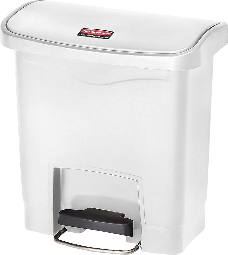 Rubbermaid Slim Jim Step-On Plastic Step Trash Can, White, 4 gal. (1883554)
