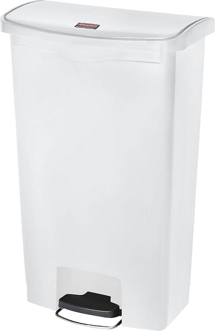 Rubbermaid Slim Jim Step-On Plastic Step Trash Can, White, 18 gal. (1883559)