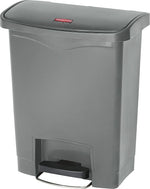 Rubbermaid Slim Jim Resin Front Step-On Trash Can, 8 Gallon, Gray