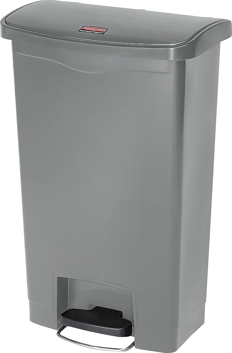 Rubbermaid Slim Jim Resin Front Step-On Trash Can, 13 Gallon, Gray