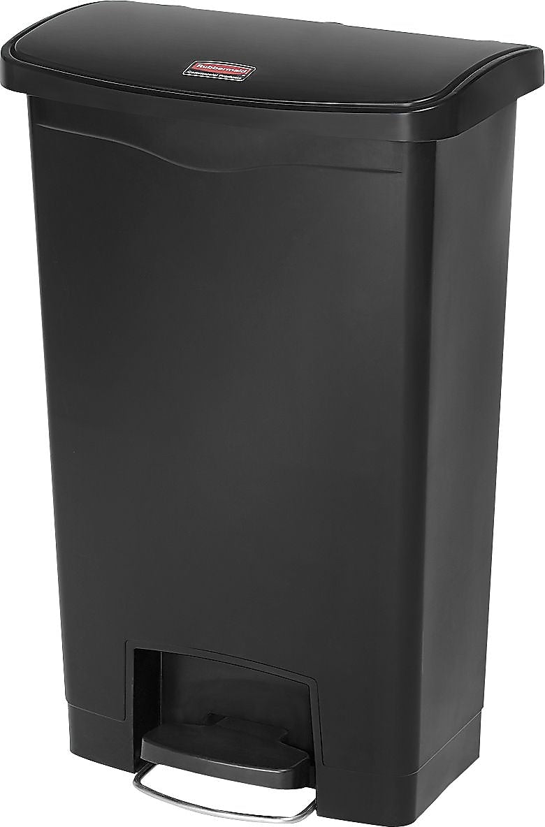 Rubbermaid Slim Jim Step-On Plastic Trash Can with Lid, 13 gal., Black (1883611)