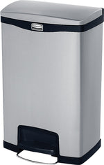 Rubbermaid Slim Jim Stainless Steel Front Step-On Trash Can with Single Rigid Plastic Liner, 13 Gallons (1901992)