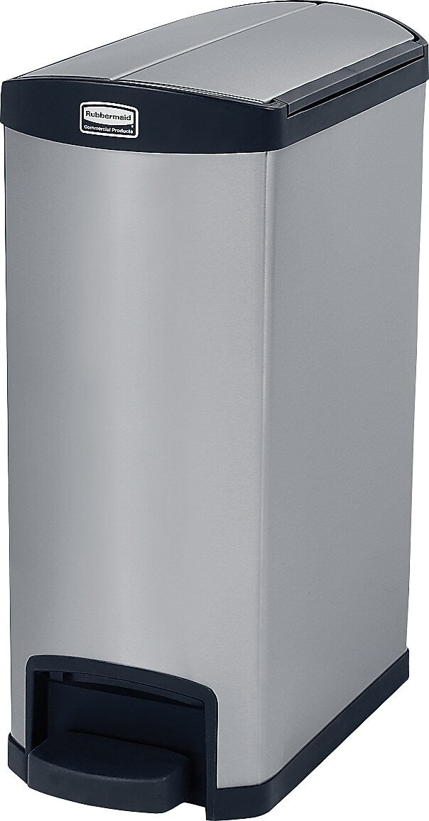 Rubbermaid Slim Jim Stainless Steel Step Trash Can, Black And Metallic, 13 gal. (1901993)