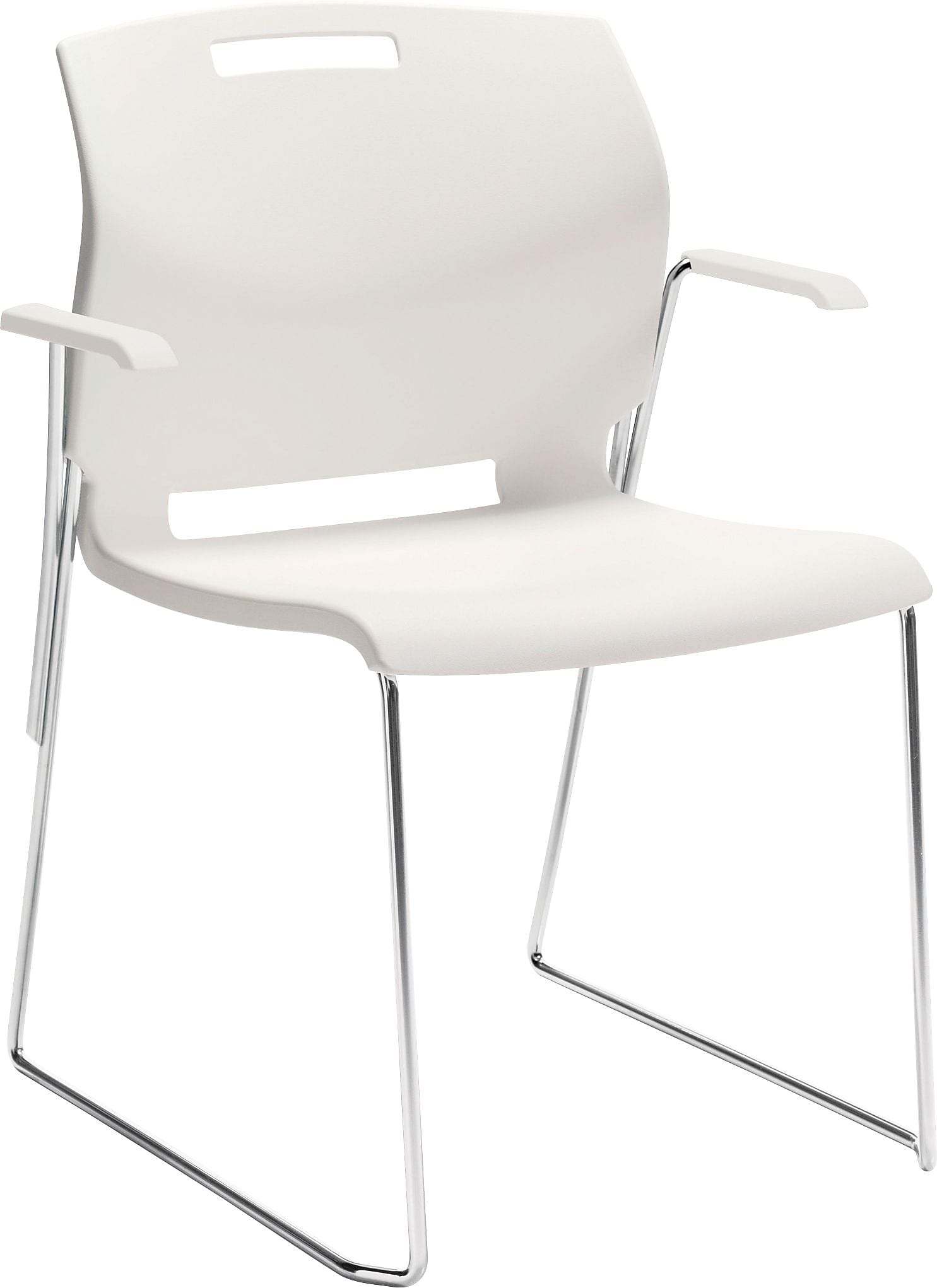 Global Popcorn 6710 Plastic Stacking Chairs with Arms, Ivory Clouds, 4/Ct (TD6710-IVC)