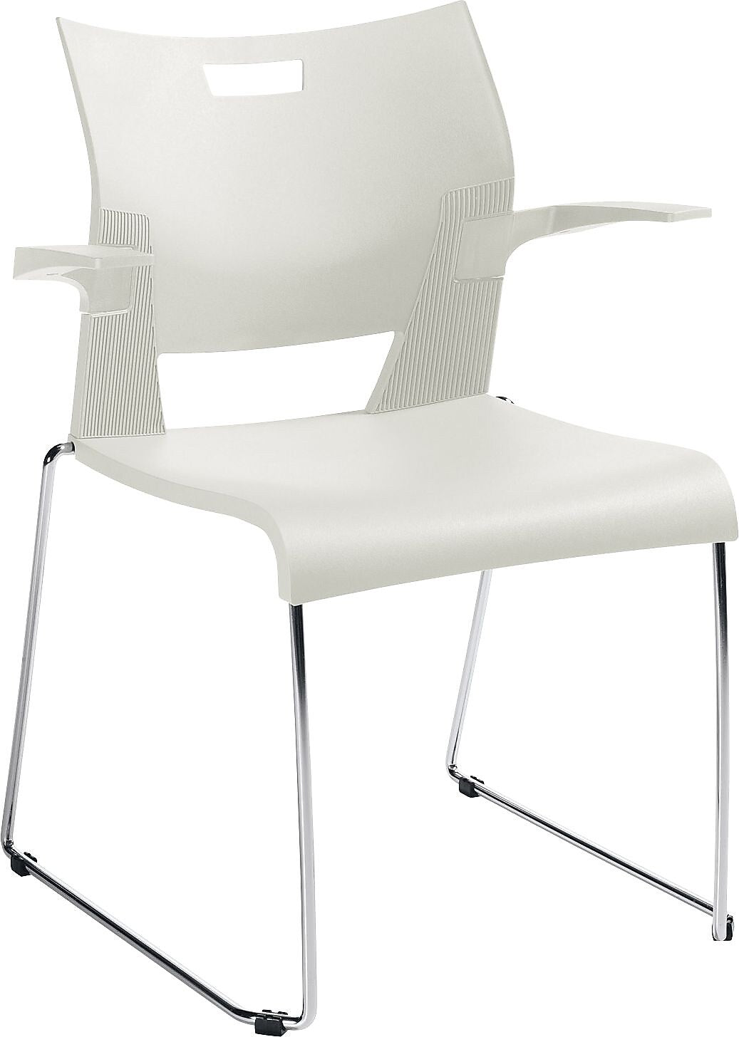 Global Duet 6620 Polypropylene Stacking Chairs with Arms, Ivory Clouds,  4/Ct (TD6620CH-IVC)