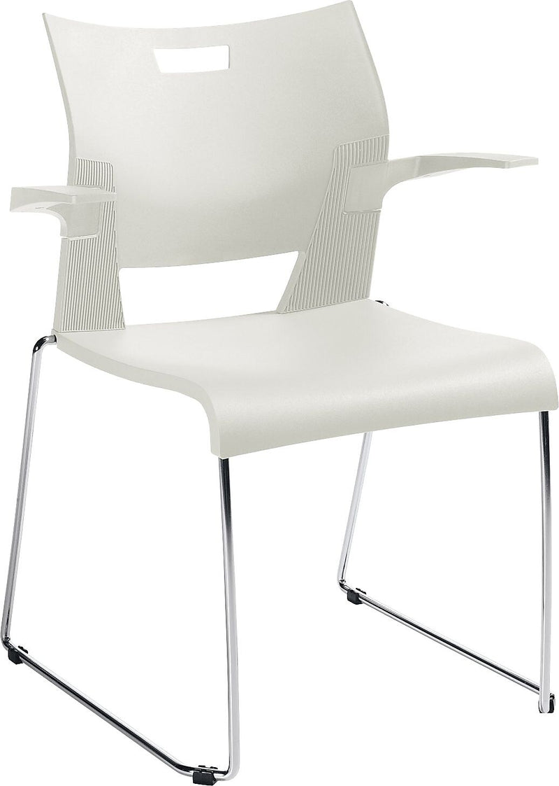 Global Duet 6620 Polypropylene Stacking Chairs with Arms, Ivory Clouds,  4/Ct (TD6620CH-IVC)