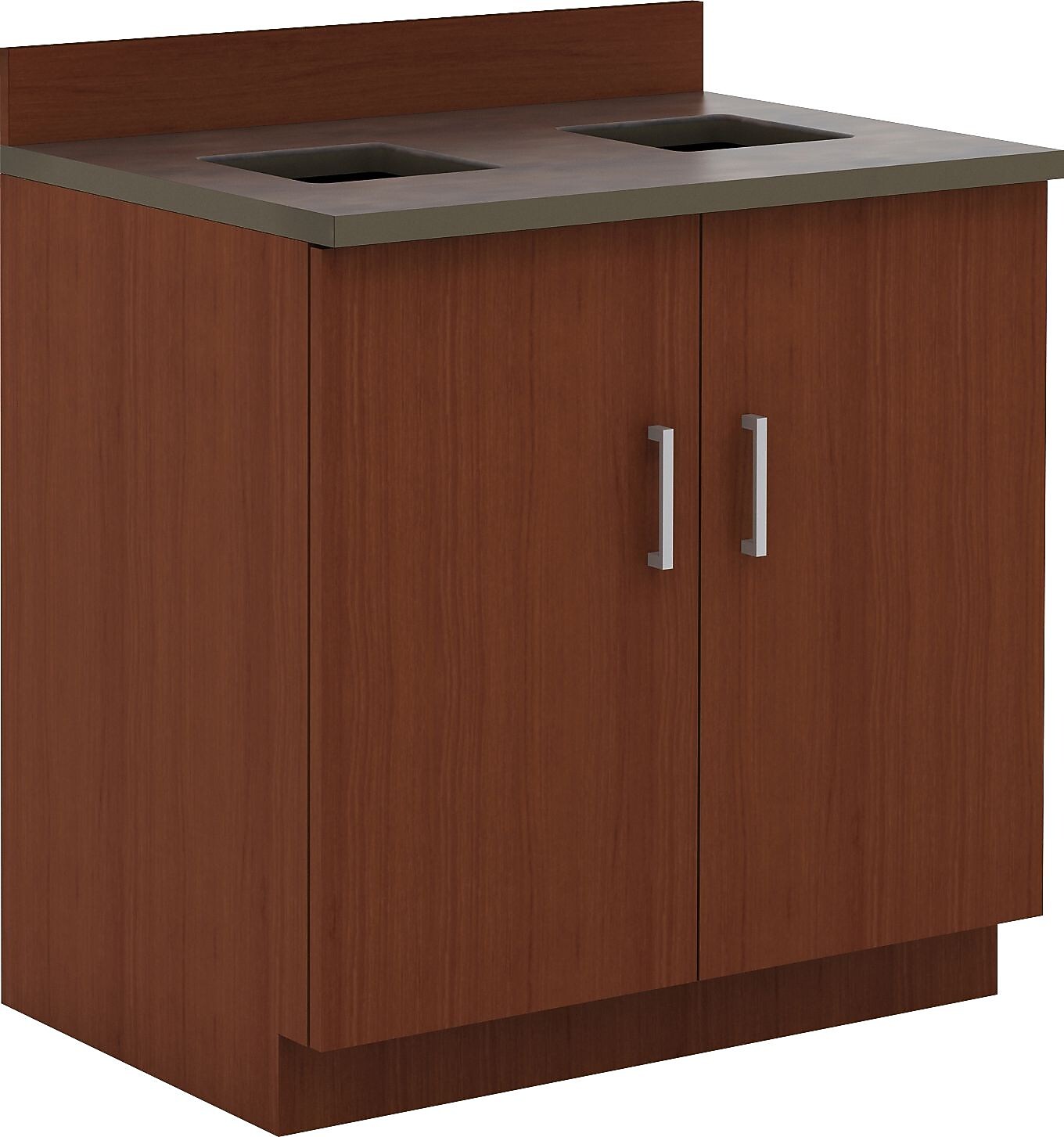 Safco Modular 36"H Break Room Waste Management Base Cabinet, Mahogany/Slate(1707MH)