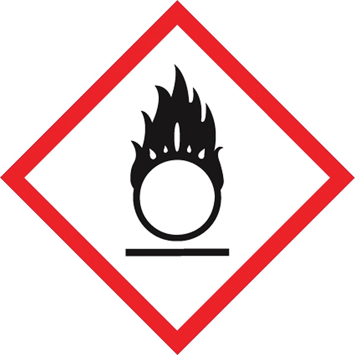 Accuform Signs® GHS Pictogram Label, FLAME OVER CIRCLE, 4" x 4", Adhesive Coated Paper, 500/Roll